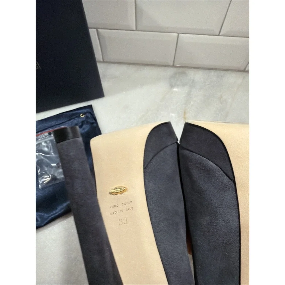 Sergio Rossi Dark Grey Suede Pointed Toe Platform Pumps Size‎ 39 With Box